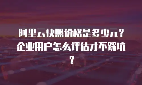 阿里云快照价格是多少元？企业用户怎么评估才不踩坑？