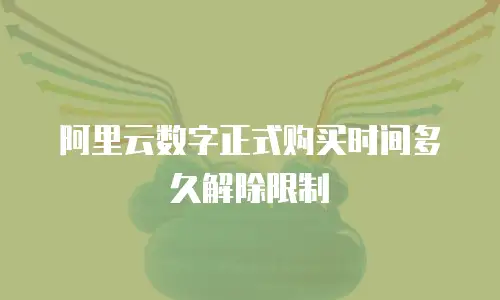 阿里云数字正式购买时间多久解除限制
