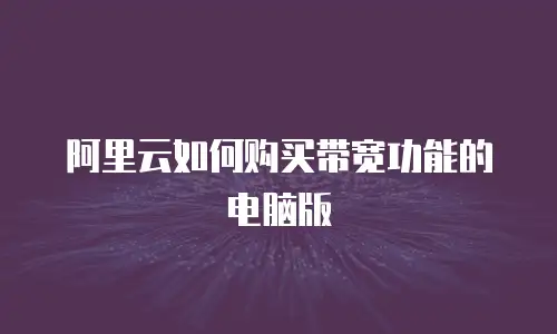 阿里云如何购买带宽功能的电脑版