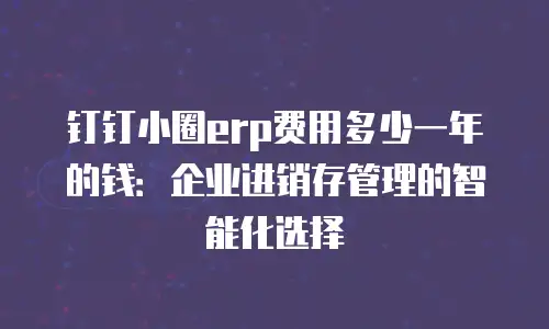 钉钉小圈erp费用多少一年的钱：企业进销存管理的智能化选择