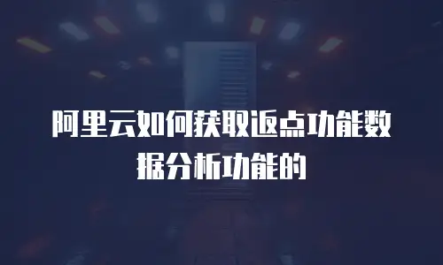 阿里云如何获取返点功能数据分析功能的