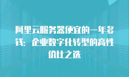 阿里云服务器便宜的一年多钱：企业数字化转型的高性价比之选