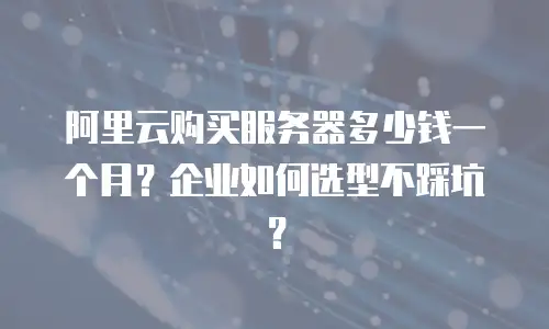 阿里云购买服务器多少钱一个月？企业如何选型不踩坑？