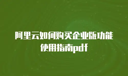 阿里云如何购买企业版功能使用指南pdf