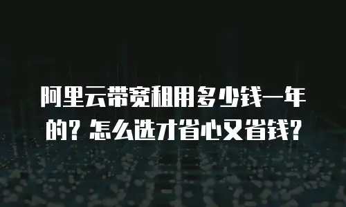 阿里云带宽租用多少钱一年的？怎么选才省心又省钱？