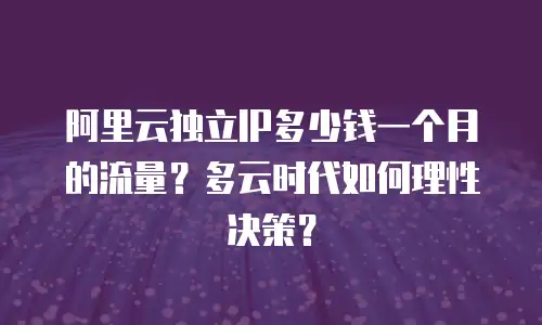 阿里云独立IP多少钱一个月的流量？多云时代如何理性决策？