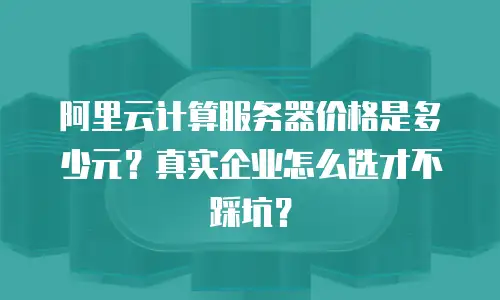 阿里云计算服务器价格是多少元？真实企业怎么选才不踩坑？