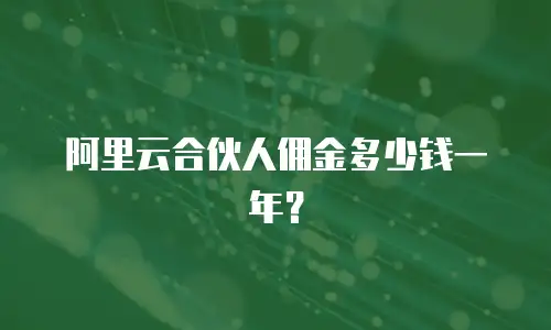 阿里云合伙人佣金多少钱一年？