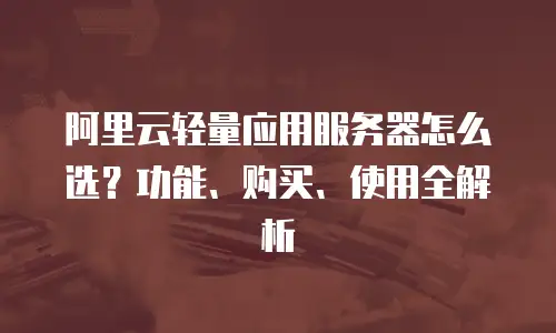 阿里云轻量应用服务器怎么选？功能、购买、使用全解析