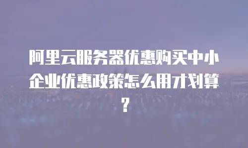 阿里云服务器优惠购买中小企业优惠政策怎么用才划算？