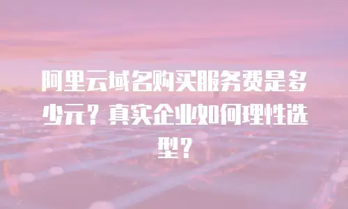阿里云域名购买服务费是多少元？真实企业如何理性选型？