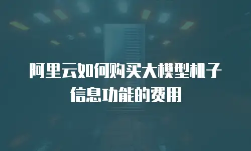 阿里云如何购买大模型机子信息功能的费用