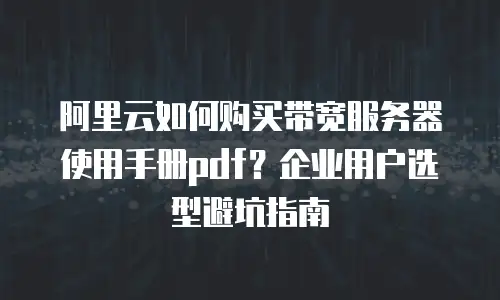 阿里云如何购买带宽服务器使用手册pdf？企业用户选型避坑指南