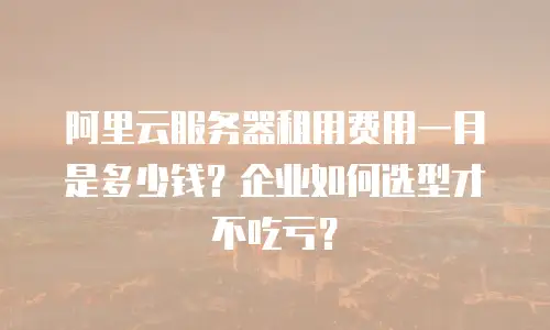 阿里云服务器租用费用一月是多少钱？企业如何选型才不吃亏？