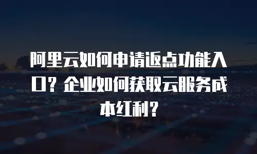 阿里云如何申请返点功能入口？企业如何获取云服务成本红利？