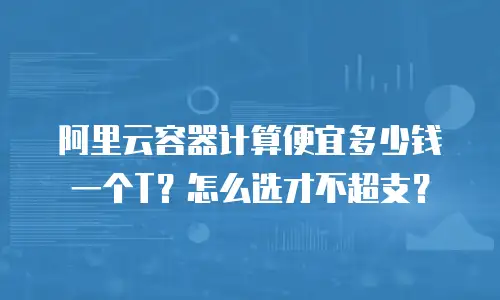 阿里云容器计算便宜多少钱一个T？怎么选才不超支？
