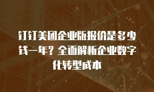 钉钉美团企业版报价是多少钱一年？全面解析企业数字化转型成本