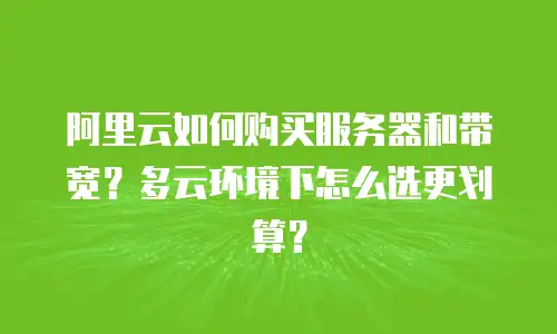 阿里云如何购买服务器和带宽？多云环境下怎么选更划算？