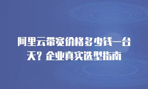 阿里云带宽价格多少钱一台天？企业真实选型指南