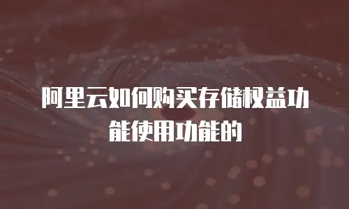 阿里云如何购买存储权益功能使用功能的