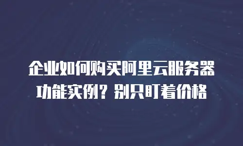 企业如何购买阿里云服务器功能实例？别只盯着价格