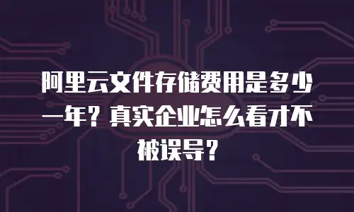 阿里云文件存储费用是多少一年？真实企业怎么看才不被误导？