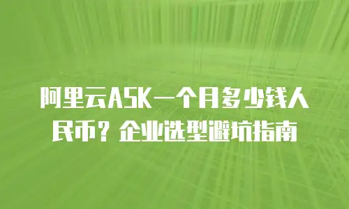 阿里云ASK一个月多少钱人民币？企业选型避坑指南