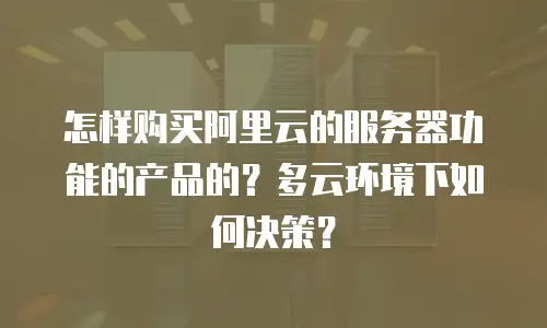 怎样购买阿里云的服务器功能的产品的？多云环境下如何决策？