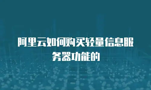阿里云如何购买轻量信息服务器功能的