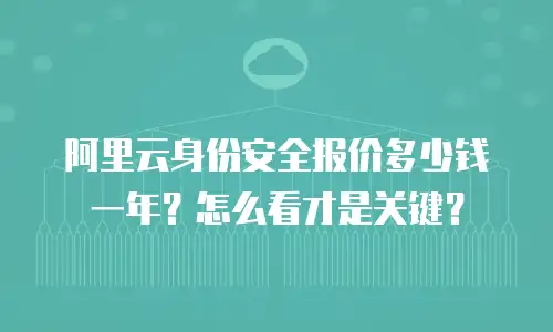 阿里云身份安全报价多少钱一年？怎么看才是关键？
