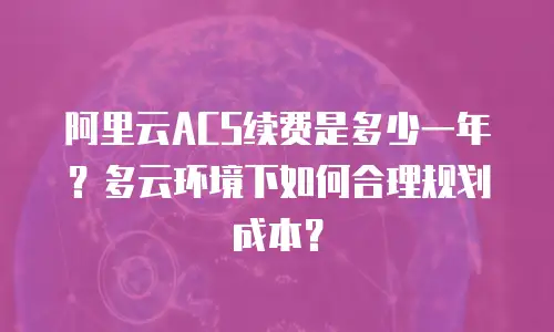 阿里云ACS续费是多少一年？多云环境下如何合理规划成本？