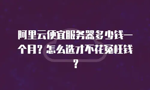 阿里云便宜服务器多少钱一个月？怎么选才不花冤枉钱？