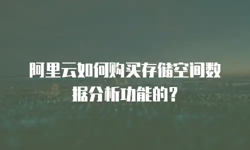 阿里云如何购买存储空间数据分析功能的？