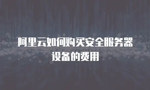 阿里云如何购买安全服务器设备的费用