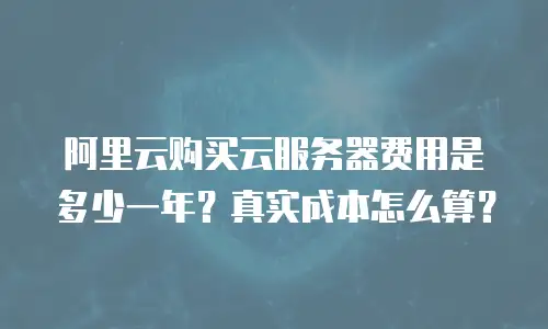 阿里云购买云服务器费用是多少一年？真实成本怎么算？