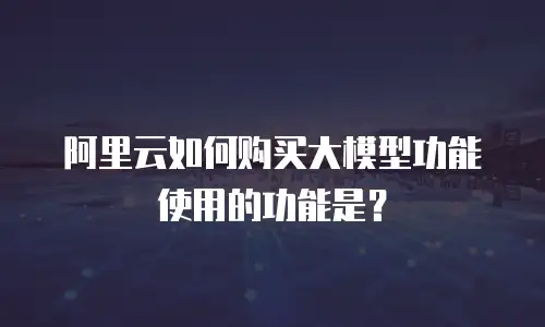 阿里云如何购买大模型功能使用的功能是？