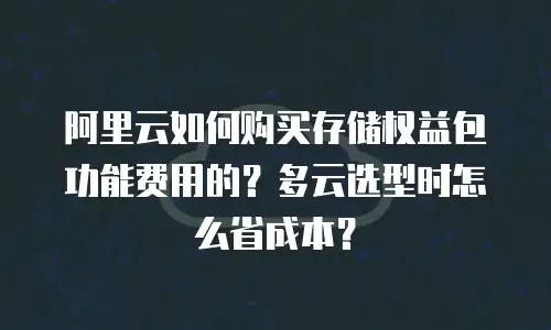 阿里云如何购买存储权益包功能费用的？多云选型时怎么省成本？