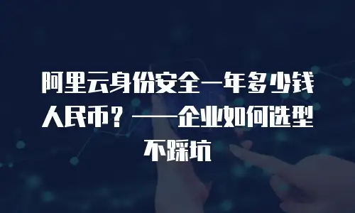 阿里云身份安全一年多少钱人民币？——企业如何选型不踩坑