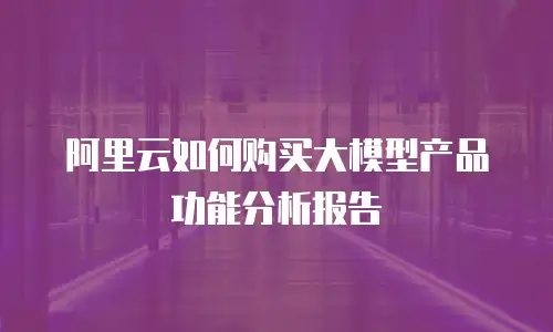 阿里云如何购买大模型产品功能分析报告