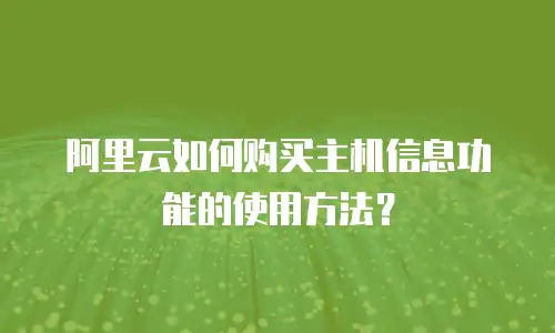阿里云如何购买主机信息功能的使用方法？