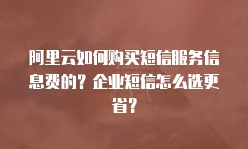 阿里云如何购买短信服务信息费的？企业短信怎么选更省？