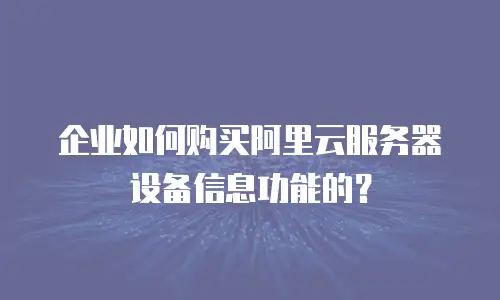 企业如何购买阿里云服务器设备信息功能的？