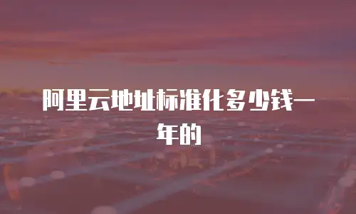 阿里云地址标准化多少钱一年的