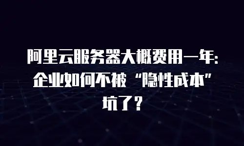 阿里云服务器大概费用一年：企业如何不被“隐性成本”坑了？