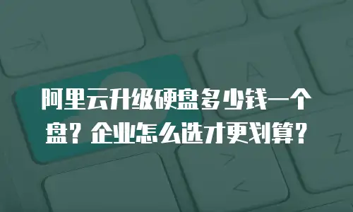 阿里云升级硬盘多少钱一个盘？企业怎么选才更划算？
