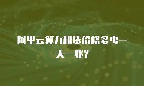 阿里云算力租赁价格多少一天一兆？