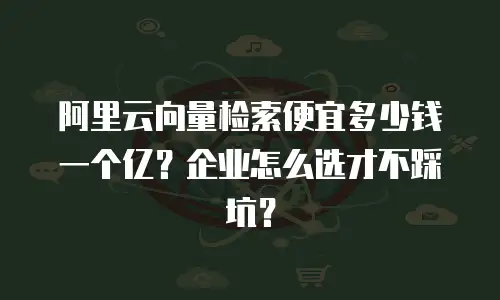 阿里云向量检索便宜多少钱一个亿？企业怎么选才不踩坑？