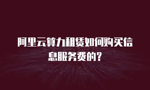 阿里云算力租赁如何购买信息服务费的？