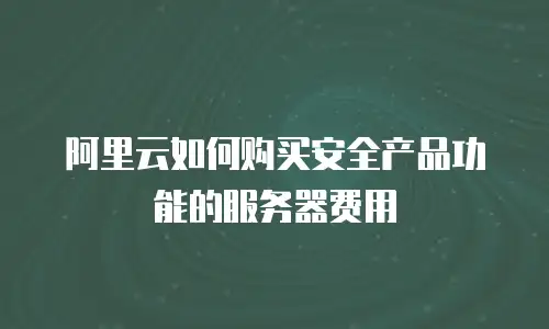 阿里云如何购买安全产品功能的服务器费用