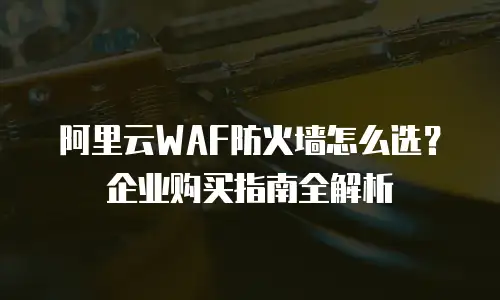 阿里云WAF防火墙怎么选？企业购买指南全解析